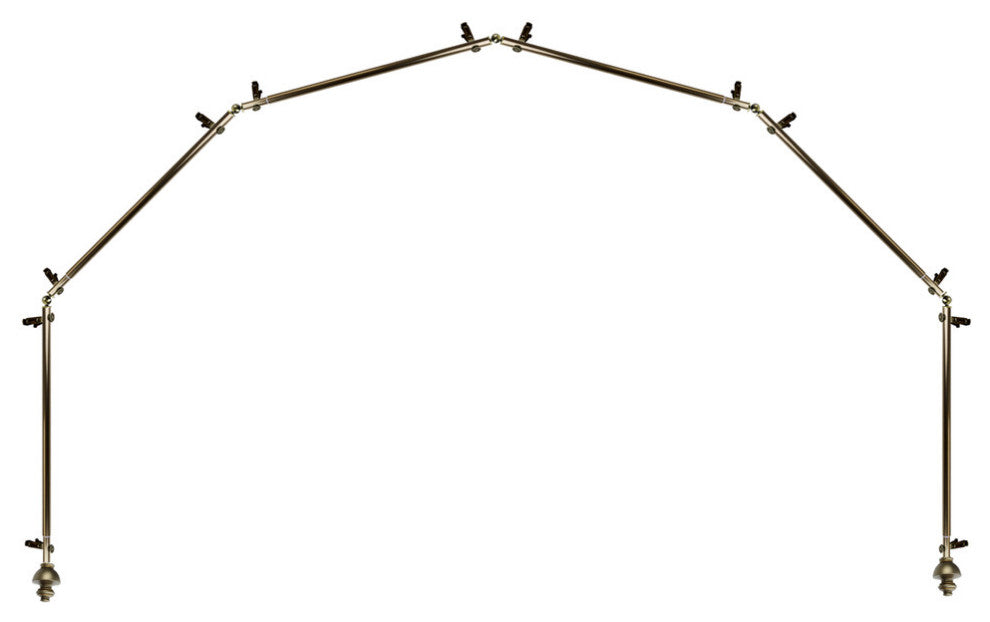 Madalena 13/16" 6-Sided Bay Window Curtain Rod, Antique Brass