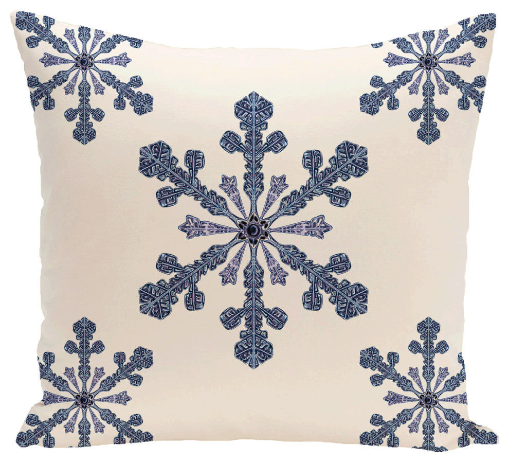 Vail, Decorative Holiday Print Pillow, Ivory And Cream, 20"x20"