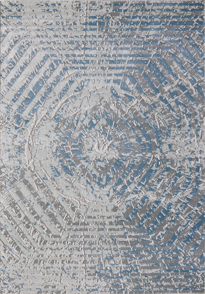 Abani Nova NOV160A Blue and Grey Silver Distressed Area Rug