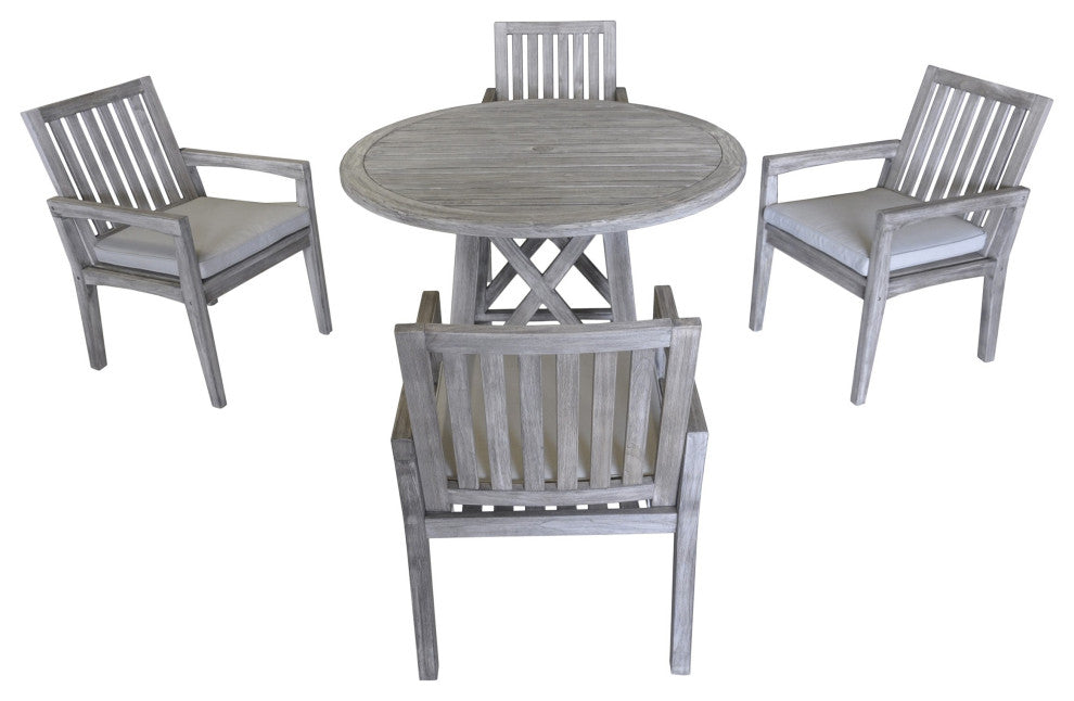 Courtyard Casual Driftwood Gray Teak Surf Side Outdoor Dining Chair with Cushion