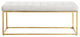 48" White and Gold Upholstered Faux Leather Bench