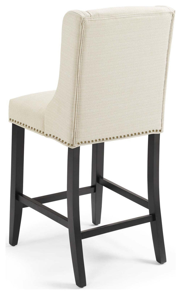 Counter Stool Chair, Fabric, Wood, Beige, Modern, Bar Pub Cafe Bistro Restaurant