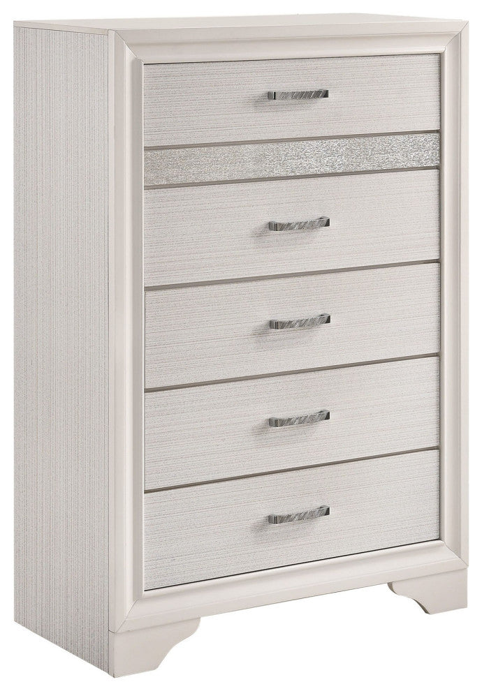 5 Drawers Wooden Chest, White