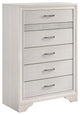 5 Drawers Wooden Chest, White