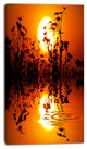 Flowers Silhouette View At Sunset, Extra Large Landscape Canvas Art, 16"x32"