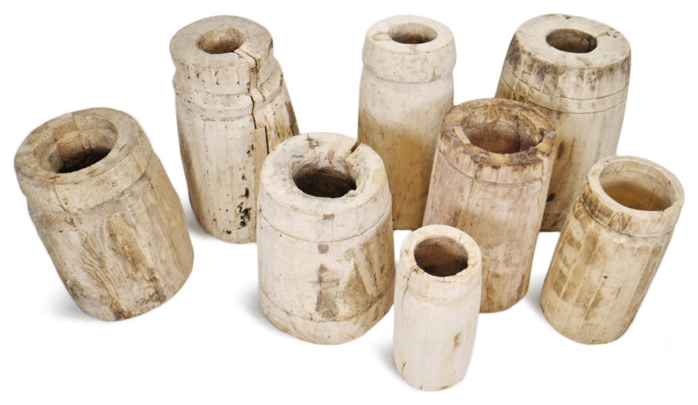 Consigned Sun Bleached Wood Butter Pot