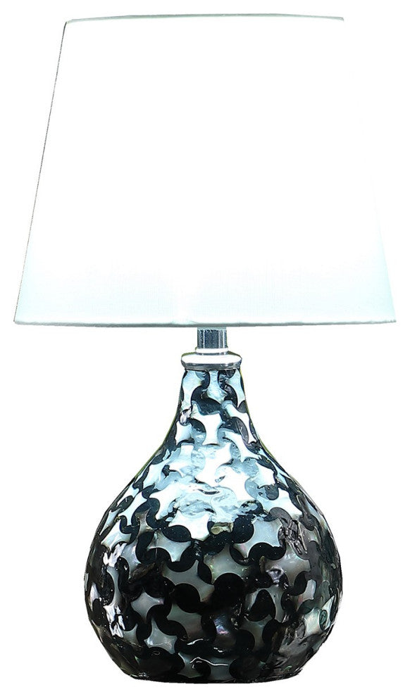 12" Modern Black And White Swirl Table Lamp