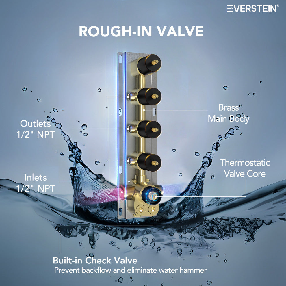 Dual Heads 16" Thermostatic Shower System With Hand Shower, Matte Black