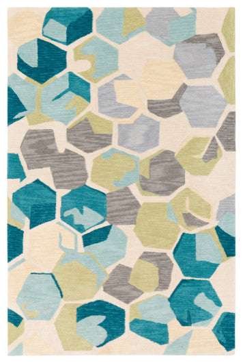 Surya Rivera RVR-1009 8'x10' Rug, Teal/Cream/Khaki/Olive/Medium Gray