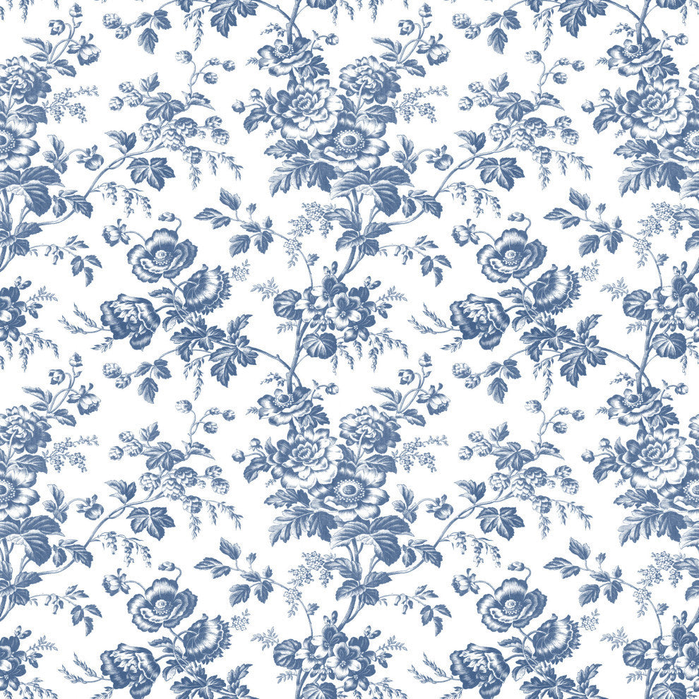 Anemone Toile Navy Wallpaper