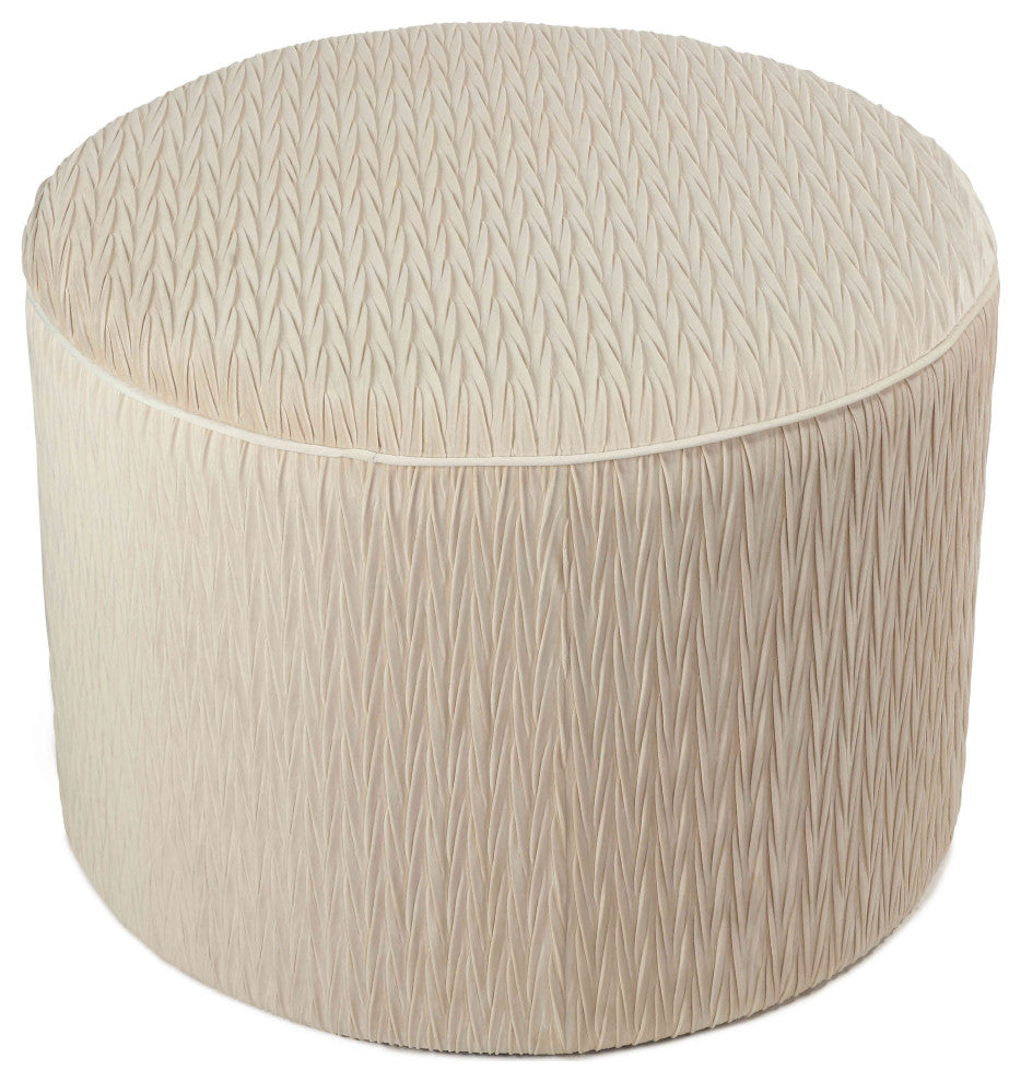 Cortesi Home Valde Round Ottoman, Beige
