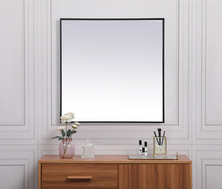 Home Living Metal Frame Square Mirror 30 Inch, Black