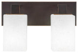 Apollo 2-Light Bath Bar, Dark Granite/Square White Muslin