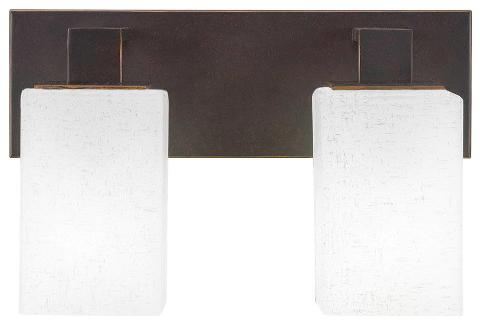Apollo 2-Light Bath Bar, Dark Granite/Square White Muslin