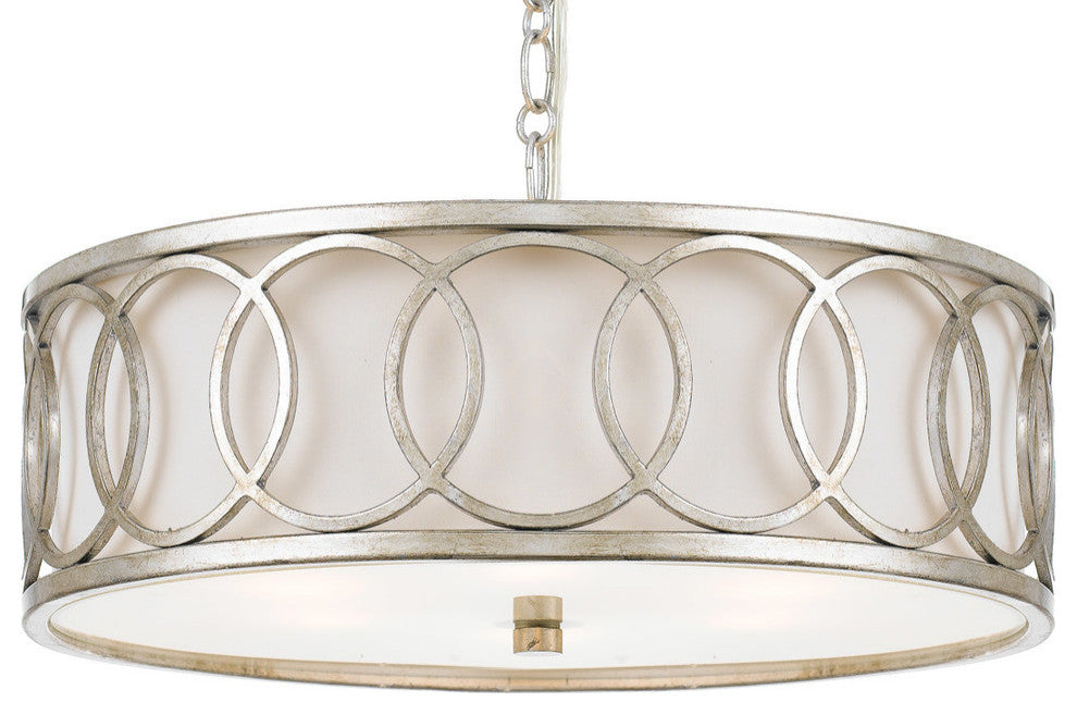 Libby Langdon for Crystorama Graham 6 Light Antique Silver Chandelier