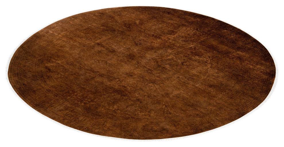Overdyed One-of-a-Kind Hand-Knotted Area Rug Brown, 8' 1" x 8' 1"
