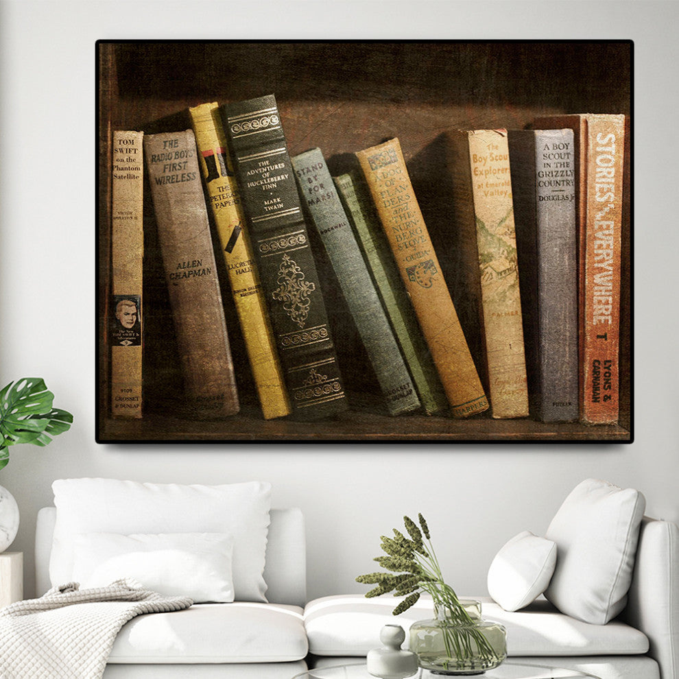 "Vintage Book Collection II" Oversized Framed Canvas, 40" x 60"