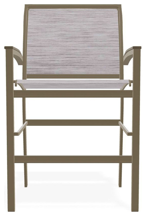 Bazza Sling Balcony Height Stackable Outdoor Stool, Fossil/Beachwood