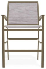 Bazza Sling Balcony Height Stackable Outdoor Stool, Fossil/Beachwood