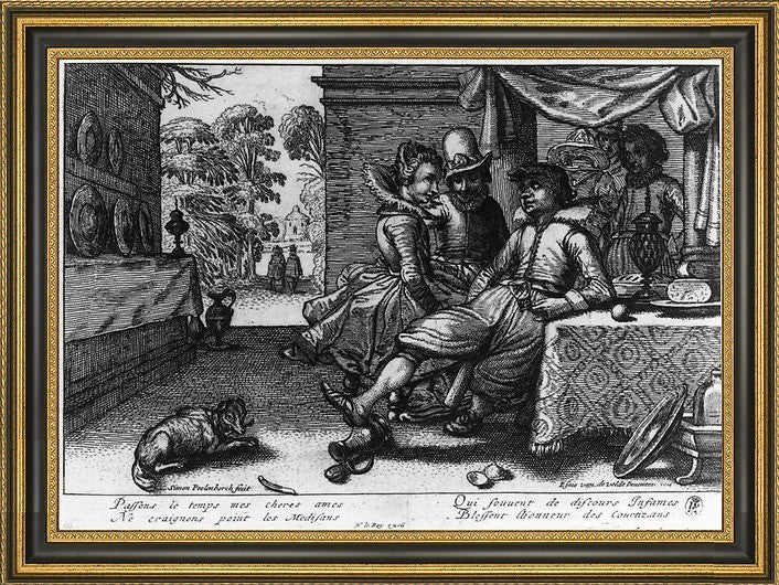 Simon Poelenborch Banquet on a Terrace  Framed Premium Canvas Print, 18"x27"