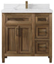 Santa Monica 36 Center Sink Bath Vanity in Graywashed Teak 2" Calacatta Laza