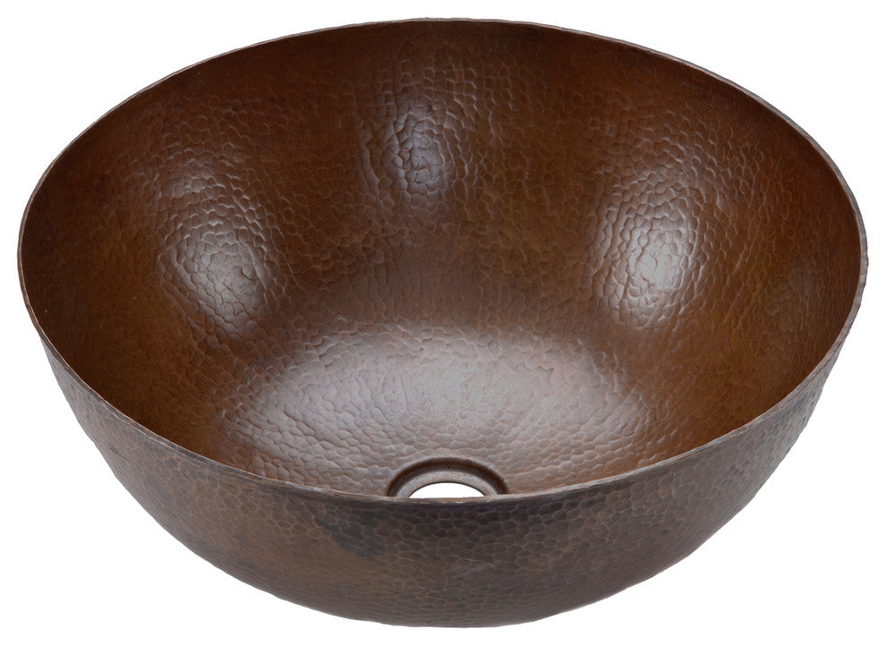Premier Copper Products BSP1_VR13BDB 13" Round Vessel Copper Sink Package
