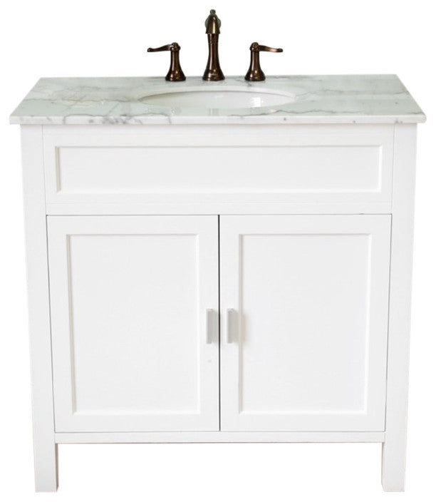 36" Single Sink Vanity-Wood-White