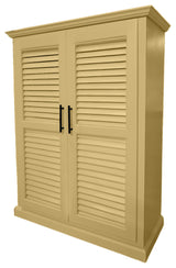 Extra Wide Solid Wood Kitchen Pantry With Shutter Doors, Cupola Yellow