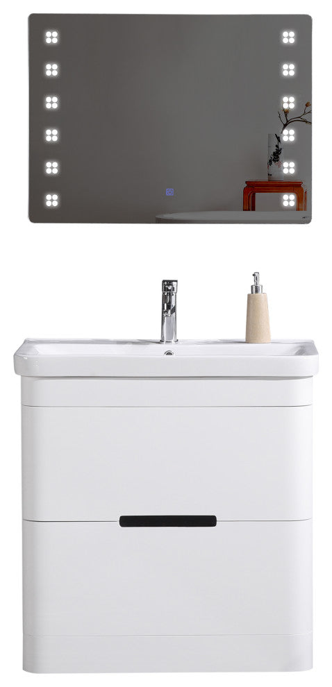 32" Bathroom Vanity With Led Mirror, PVC