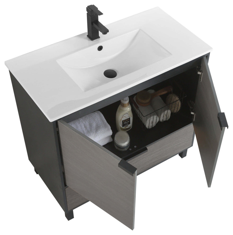 Fine Fixture Bathroom Vanity and Sink, 24"Clasic Gray ADA Compliant, Classic Gra