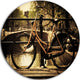 Retro Bike Over Romantic Canal Bridge, Photo Disc Metal Wall Art, 38"
