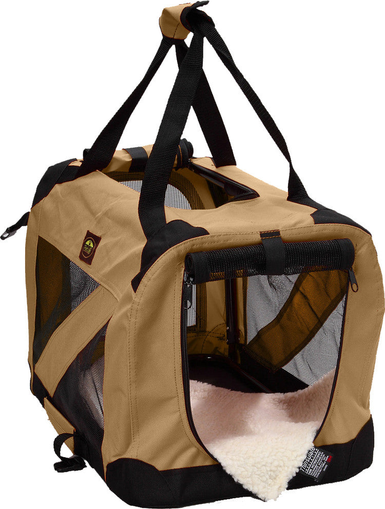 Folding Zippered Vista View House Pet Crate, Khaki, Medium