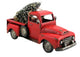 16" Distressed Red Pickup Truck With Christmas Tree