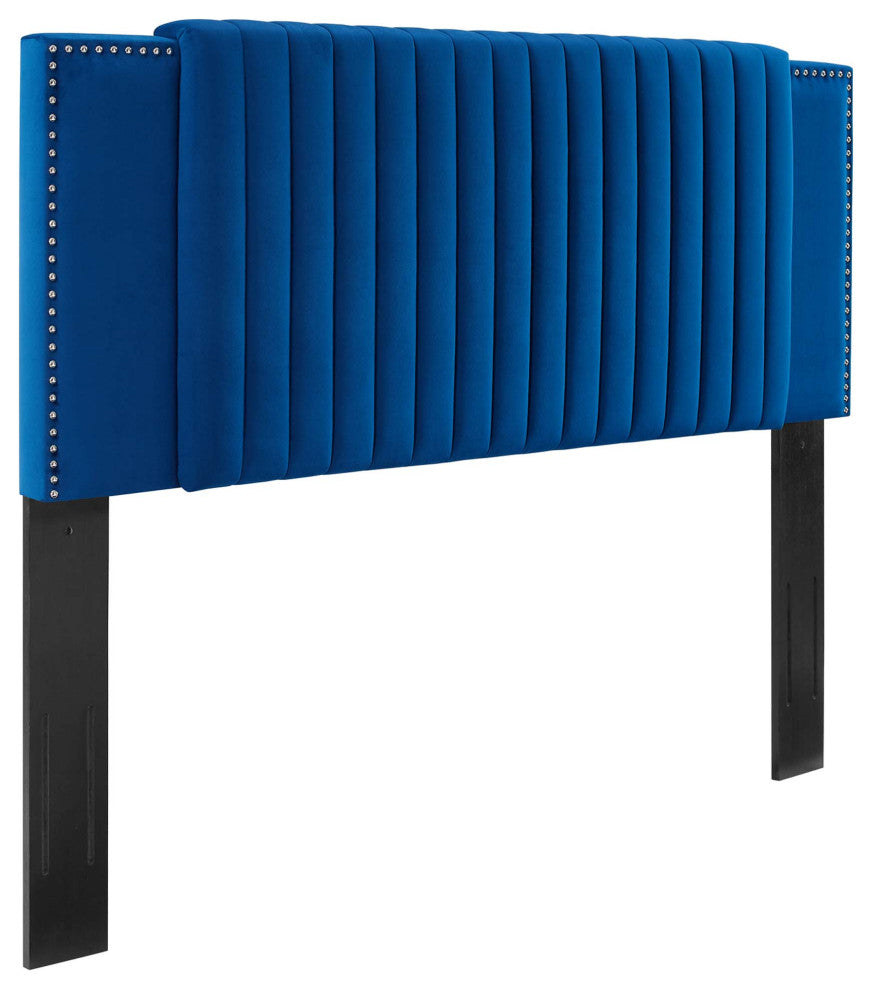 Felicity Channel Tufted Performance Velvet Twin Headboard, Navy