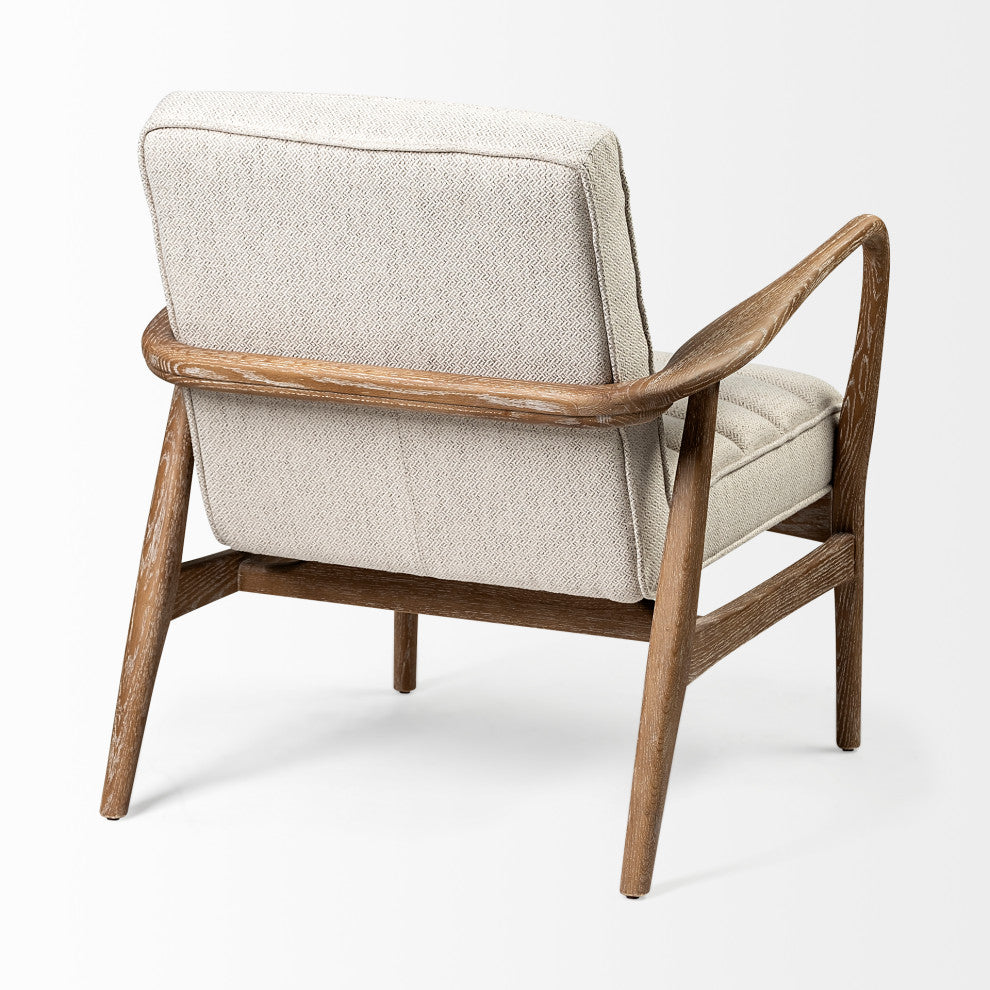 Ajax II Cream Fabric w/ Medium Brown Solid Wood Frame Accent Chair