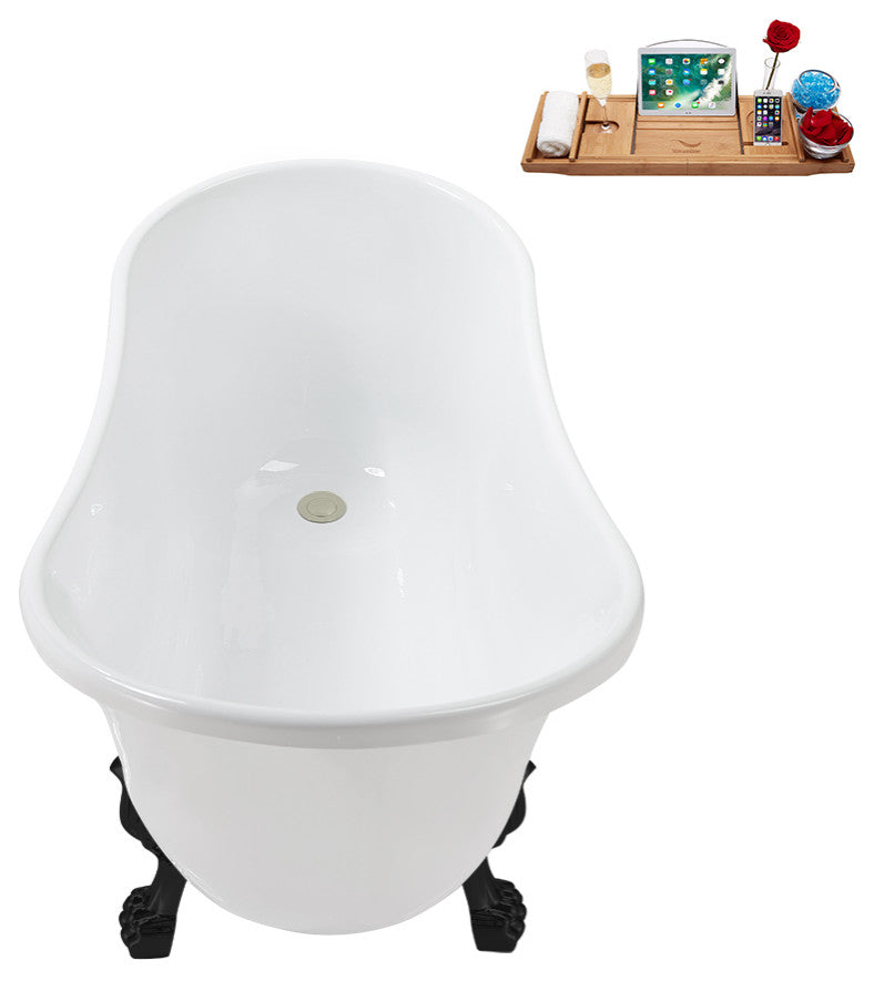 51'' Streamline N373BL-IN-BNK Soaking Clawfoot Tub and Tray With Internal Drain