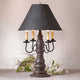 USA Handmade Wood Table Lamp Bradford With Punched Tin Shade, Espresso