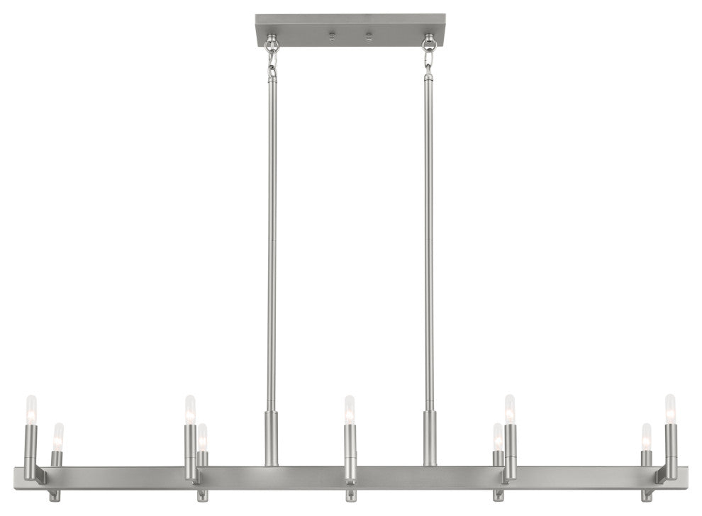 Kichler Erzo 50" 10 Light Linear Chandelier, Satin Nickel, 52614SN