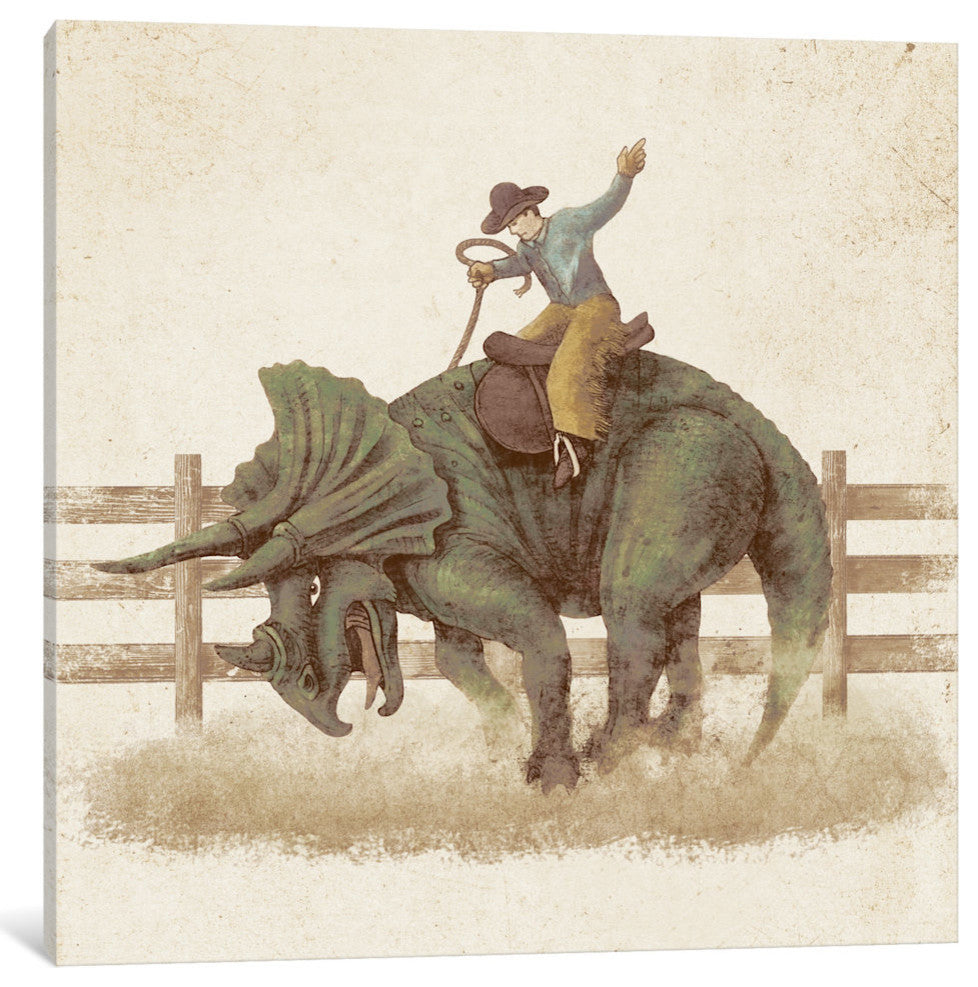"Dino Rodeo" by Terry Fan, 37x37x1.5