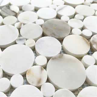 Calacatta Gold Calcutta Marble Bubble Round Paramount Tile Honed, 1 sheet
