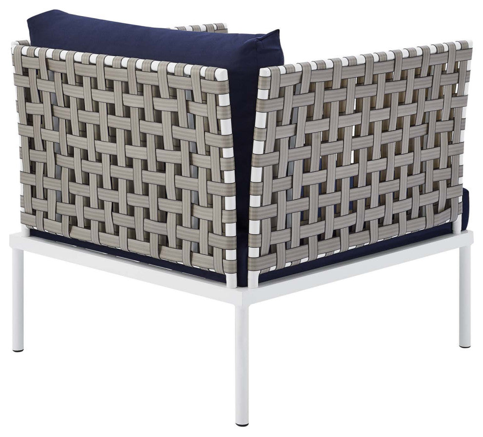 Harmony 7-Piece Sunbrella Basket Weave Outdoor Patio Aluminum Sectional Sofa Set