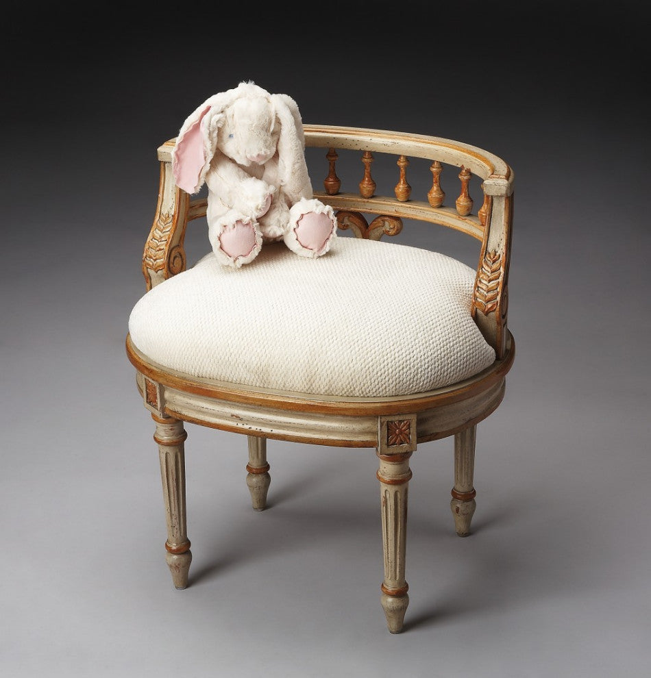 Vintage Cream and Gold Vanity Seat