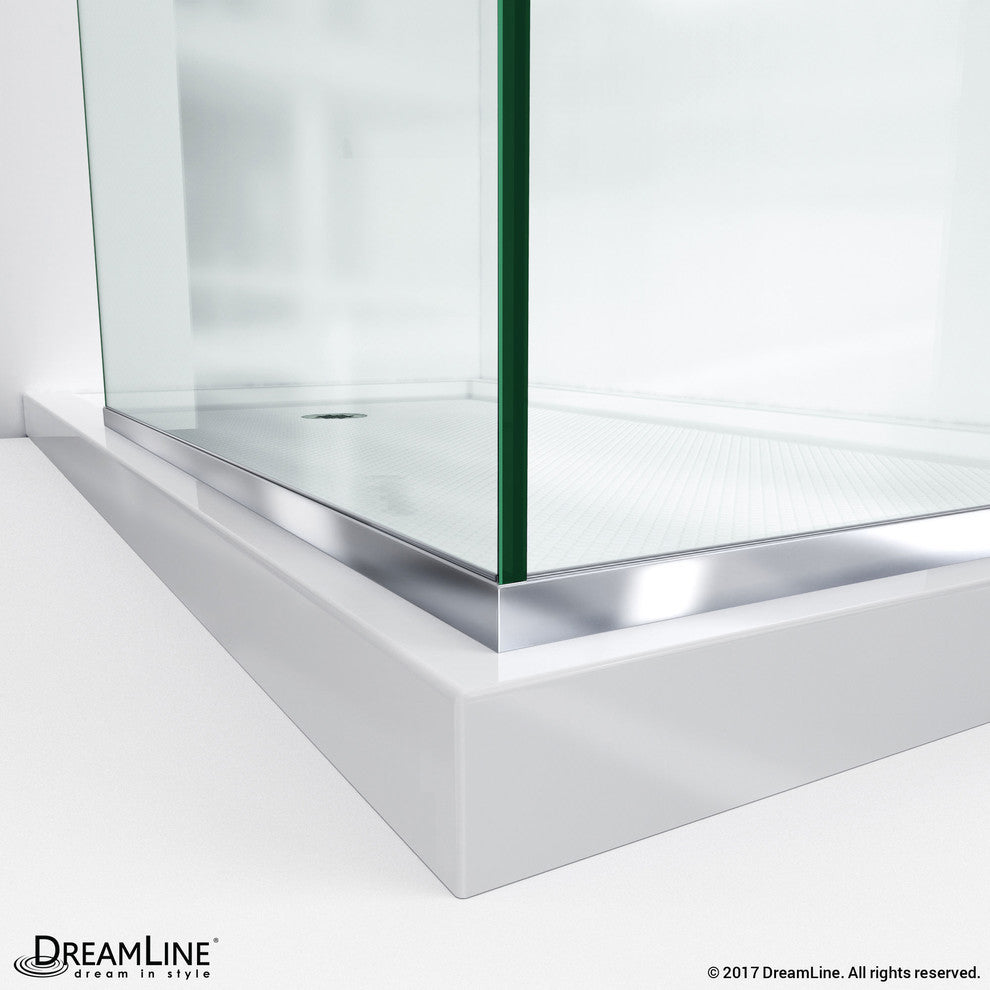 Linea Frameless Shower Door, 2-Glass Panels, 30" and 34", Chrome