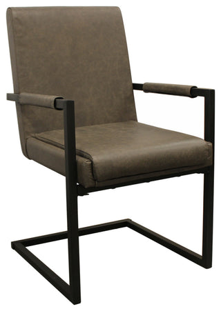 Wendy Genuine Leather Armchair, Gray With Iron Frame