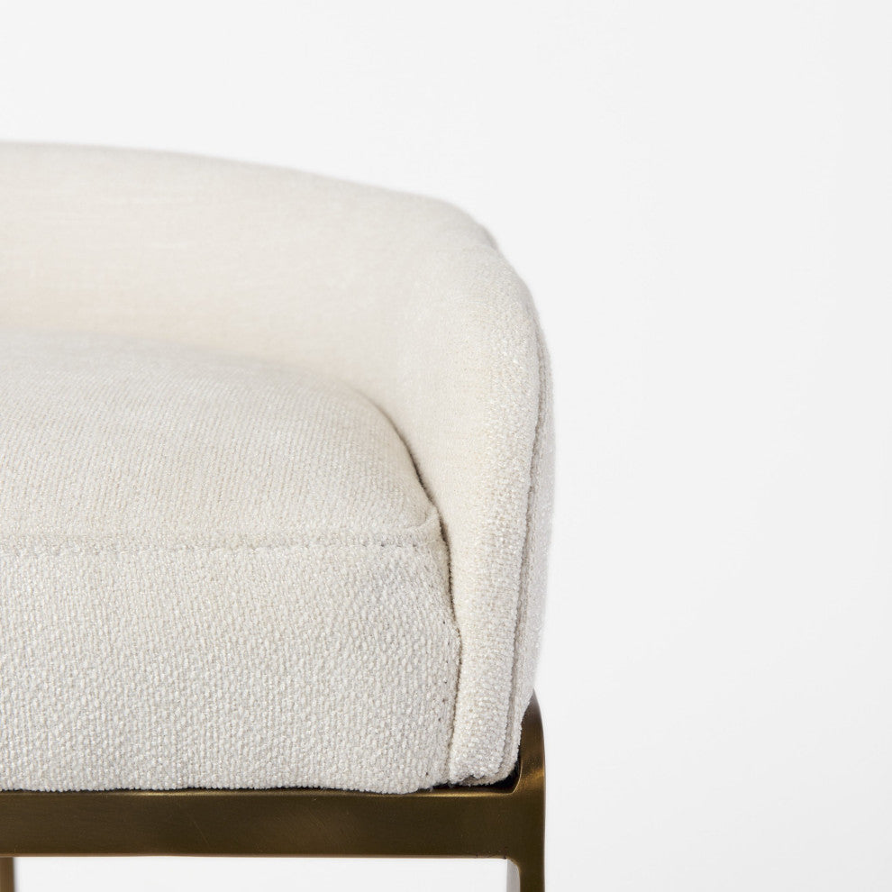 29" Off White and Gold Low Back Counter Stool