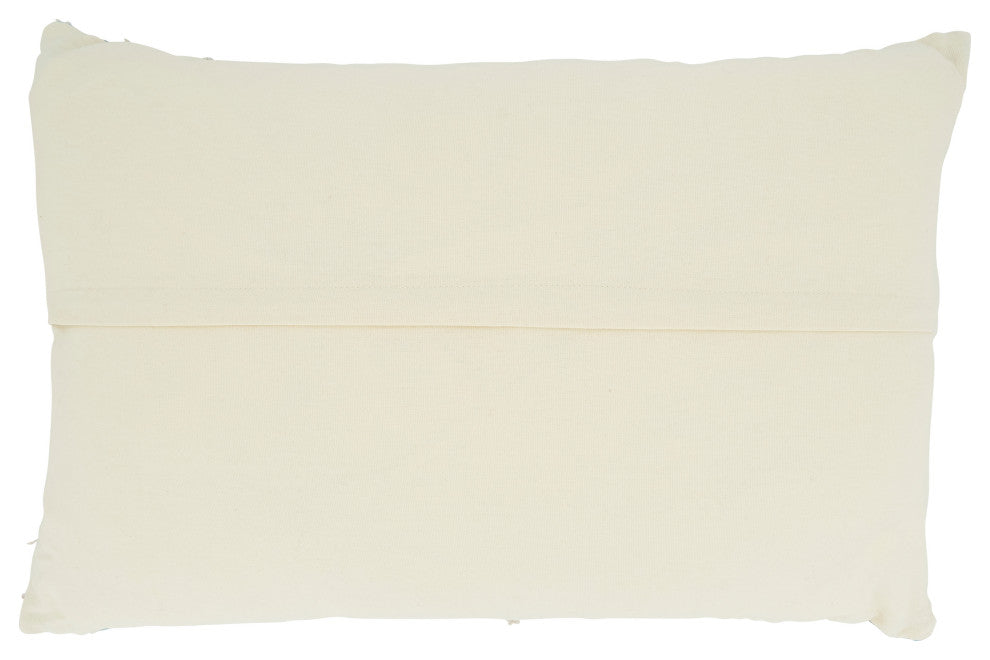 Woven Pillow With Line Design, Aqua, 16"x24", Poly Filled