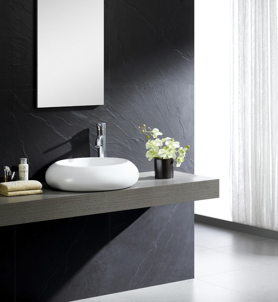 Fine Fixtures White Vitreous China Bulging Round Vessel Sink