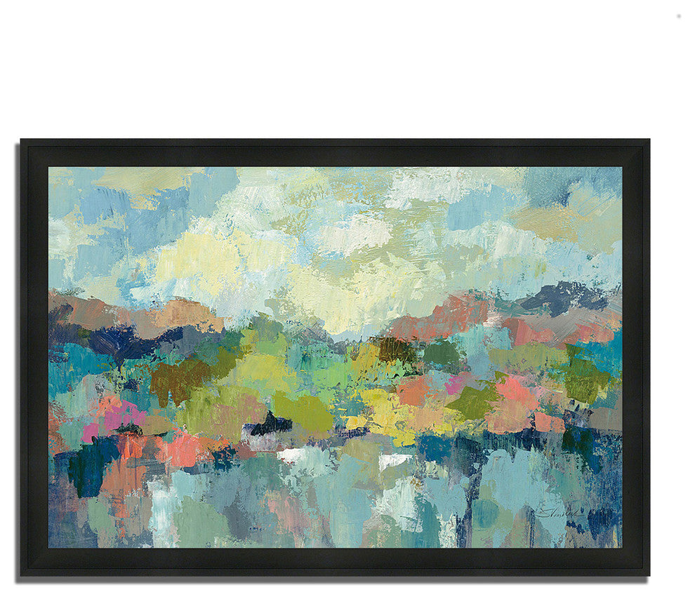"Abstract Lakeside" By Silvia Vassileva, Framed Painting Print, Ready To Hang