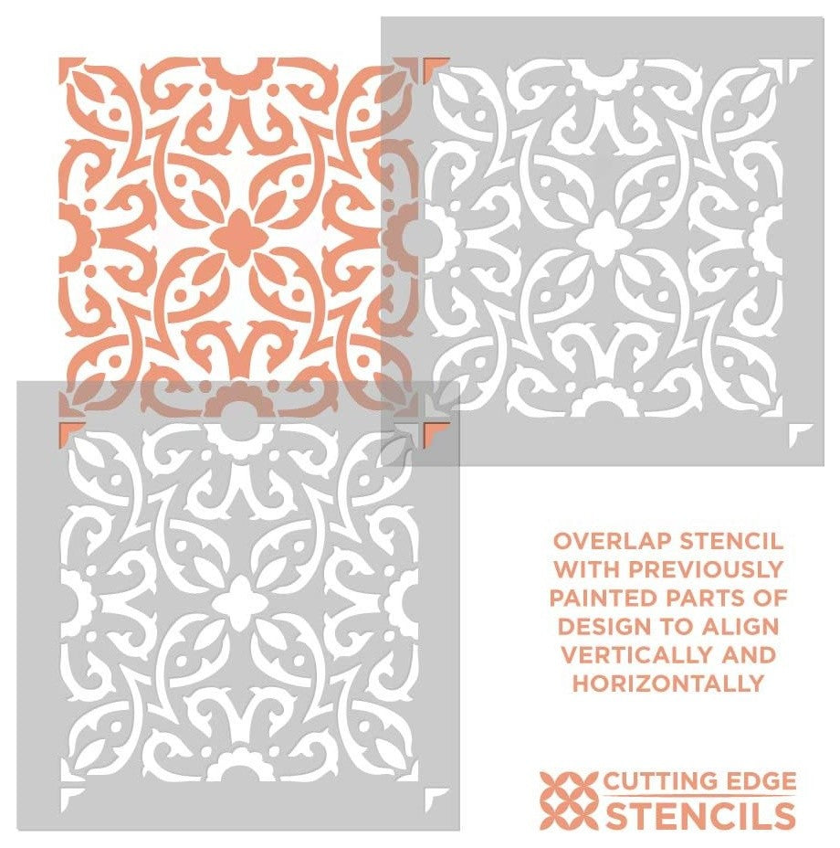 Elegant Tile Stencil, DIY Faux Tiles, Cement Tile Stencils, Small
