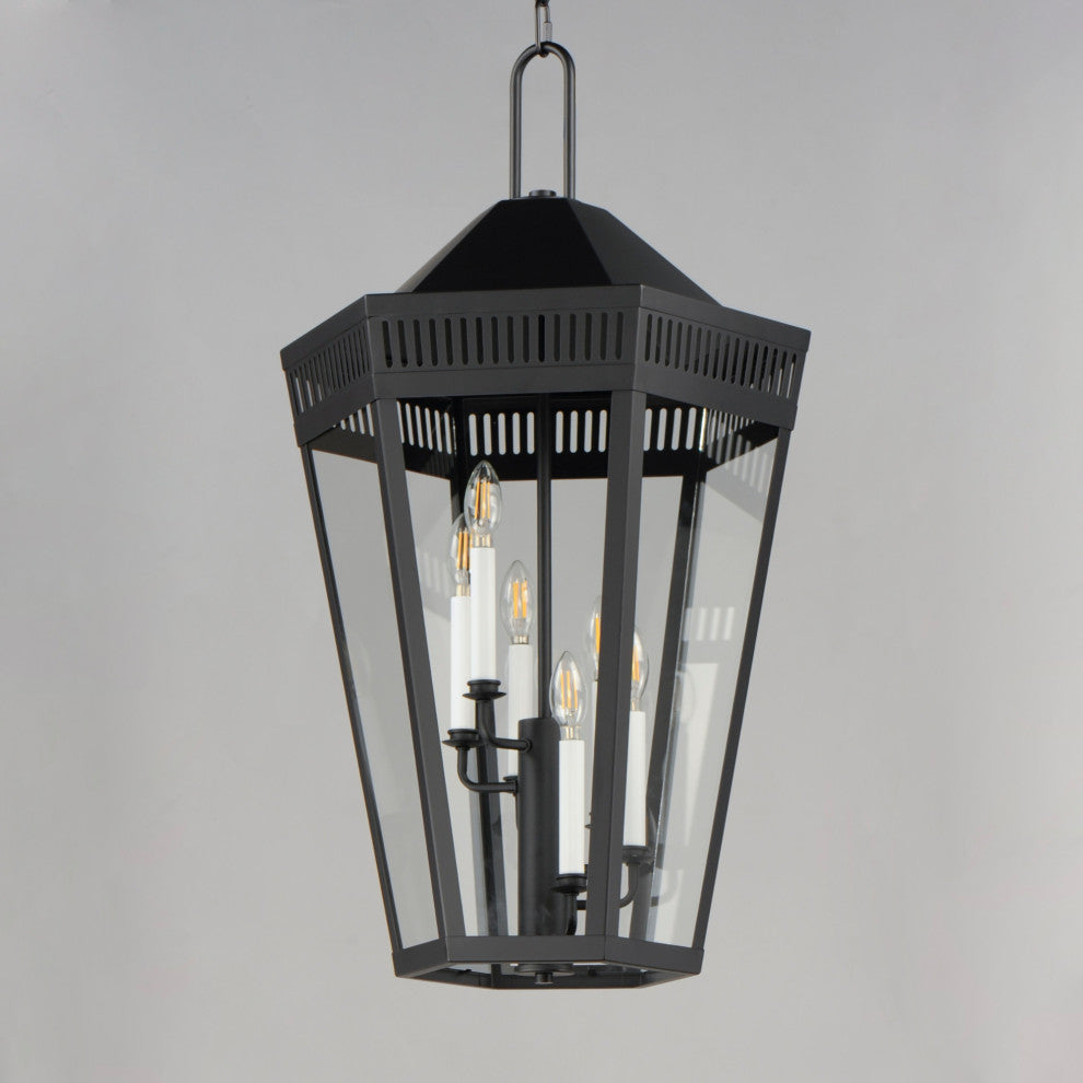 Maxim 30598CL Oxford 6 Light 17"W Outdoor Taper Candle Pendant - Black